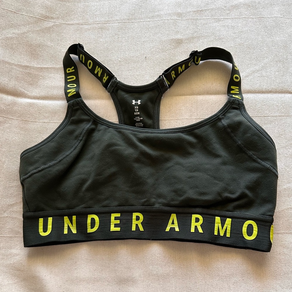 Under Armour sports bra, olive green size XS